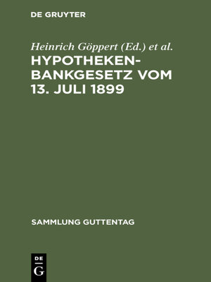 cover image of Hypothekenbankgesetz vom 13. Juli 1899